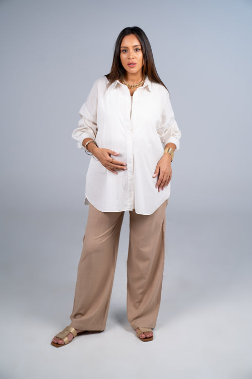 Breathe Mama Pants in Oat Beige, maternity pants product image 1