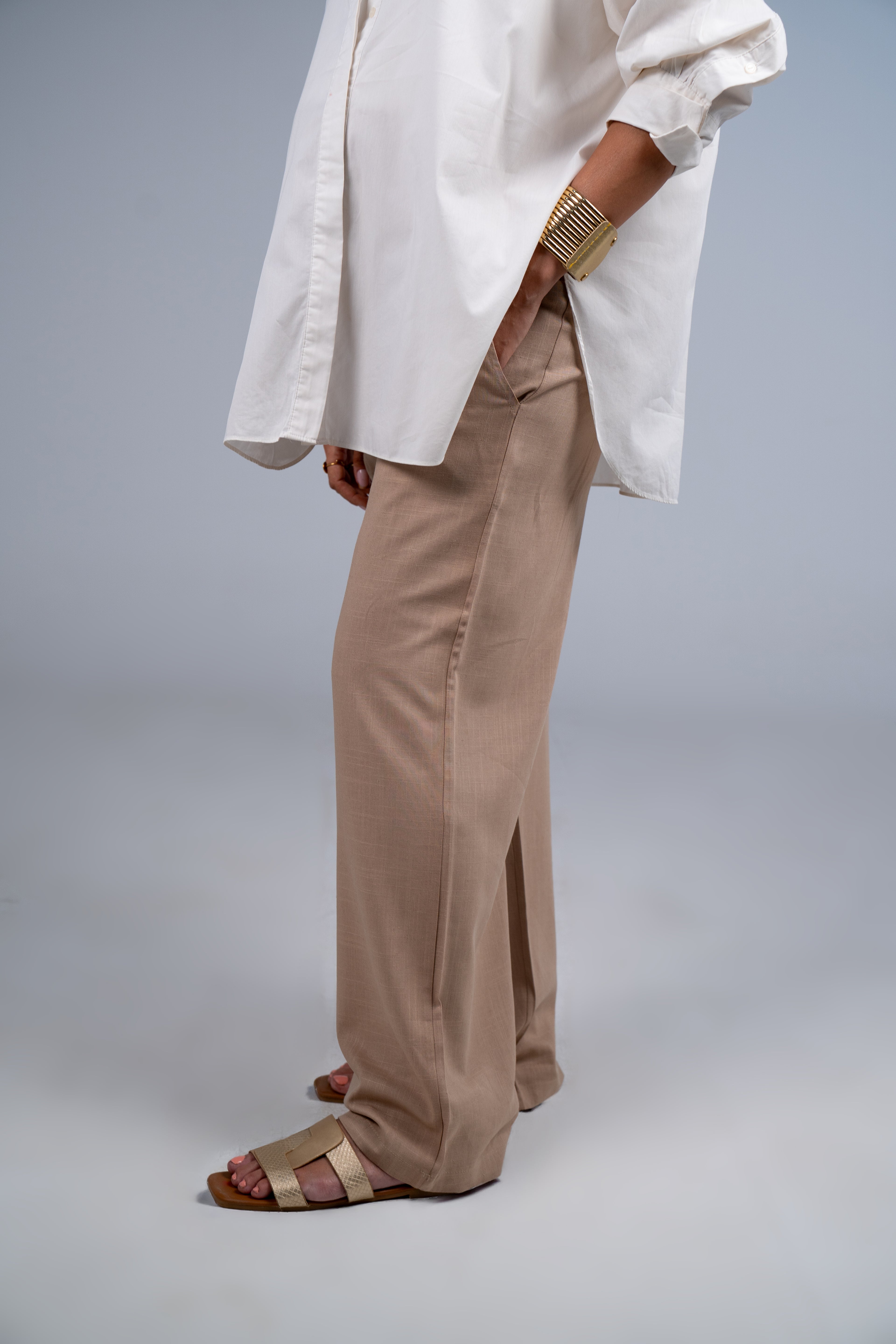Breathe Mama Pants in Oat Beige, relaxed-fit maternity pants product image 4