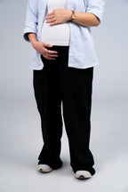 Breathe Mama Pants in Midnight Black, maternity trousers detail product image 7