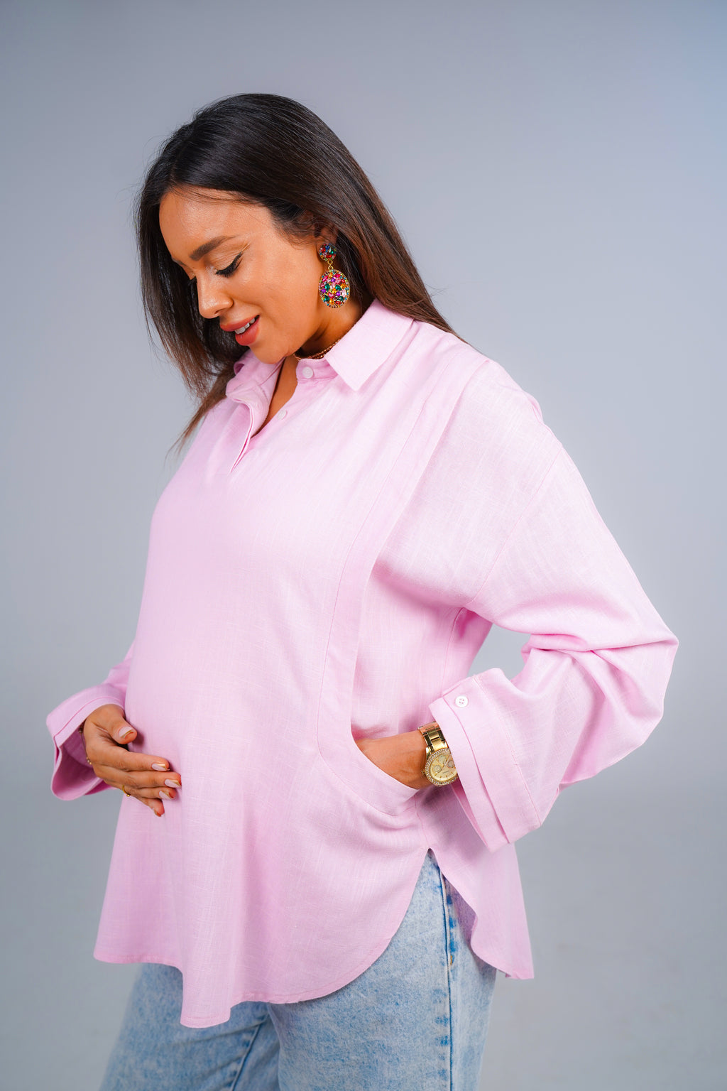 The Gentle Moment Shirt – breathable linen-cotton nursing shirt – image 9