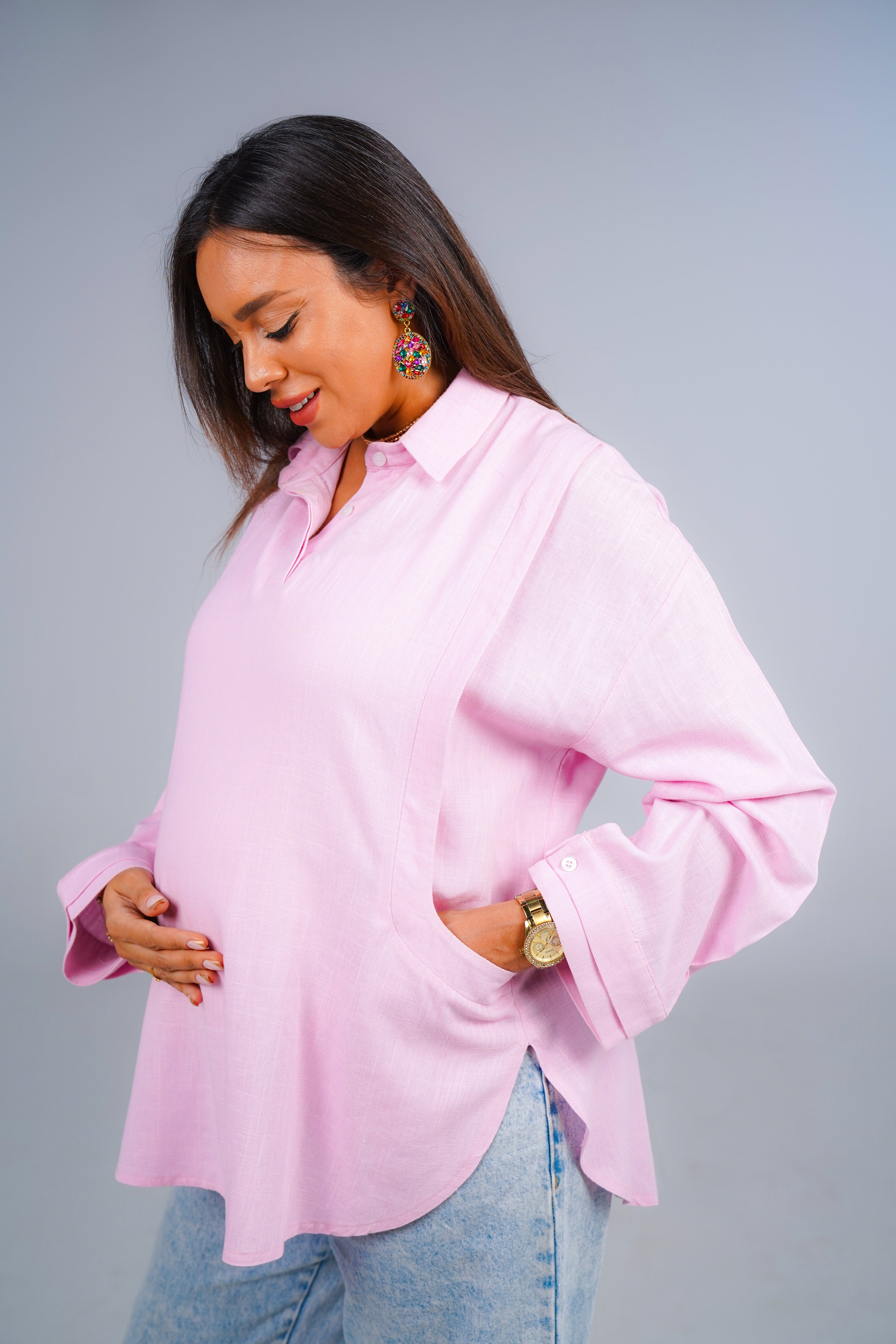 The Gentle Moment Shirt – breathable linen-cotton nursing shirt – image 9